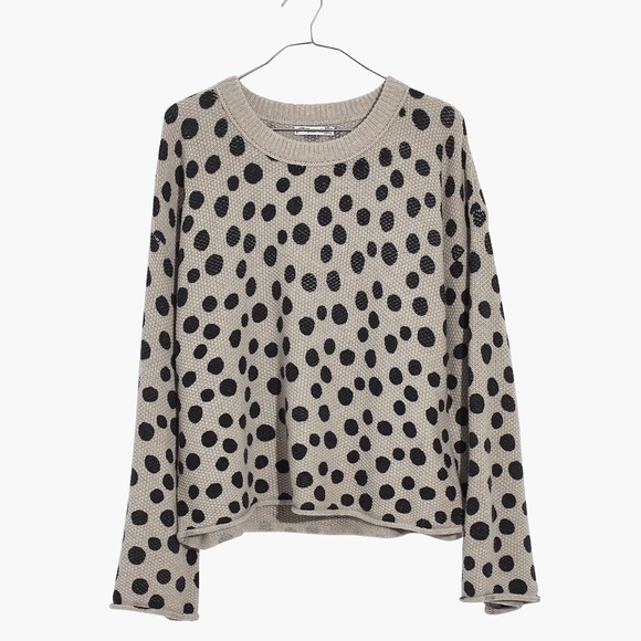 MADEWELL Leopard Dot Wool Blend Pullover Sweater Flare Sleeve Size XS NWT - Picture 4 of 14